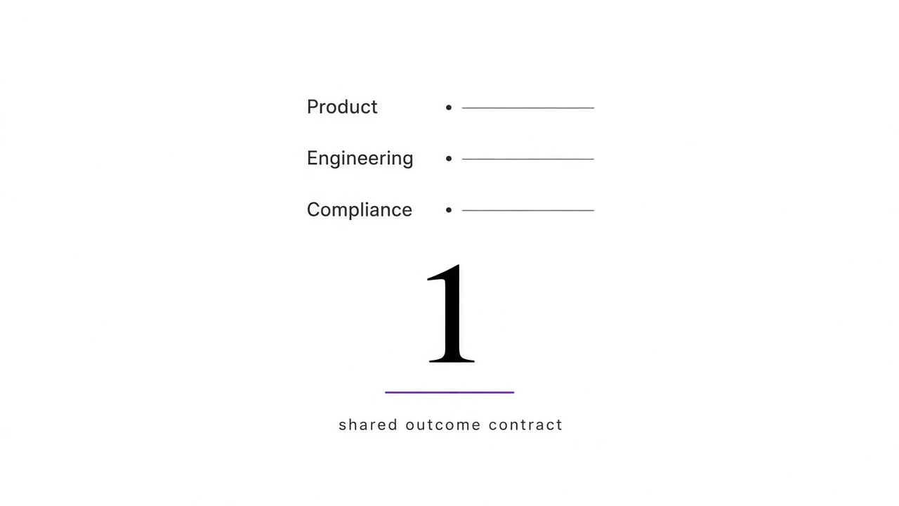 Close up of one shared outcome view for product, engineering and compliance