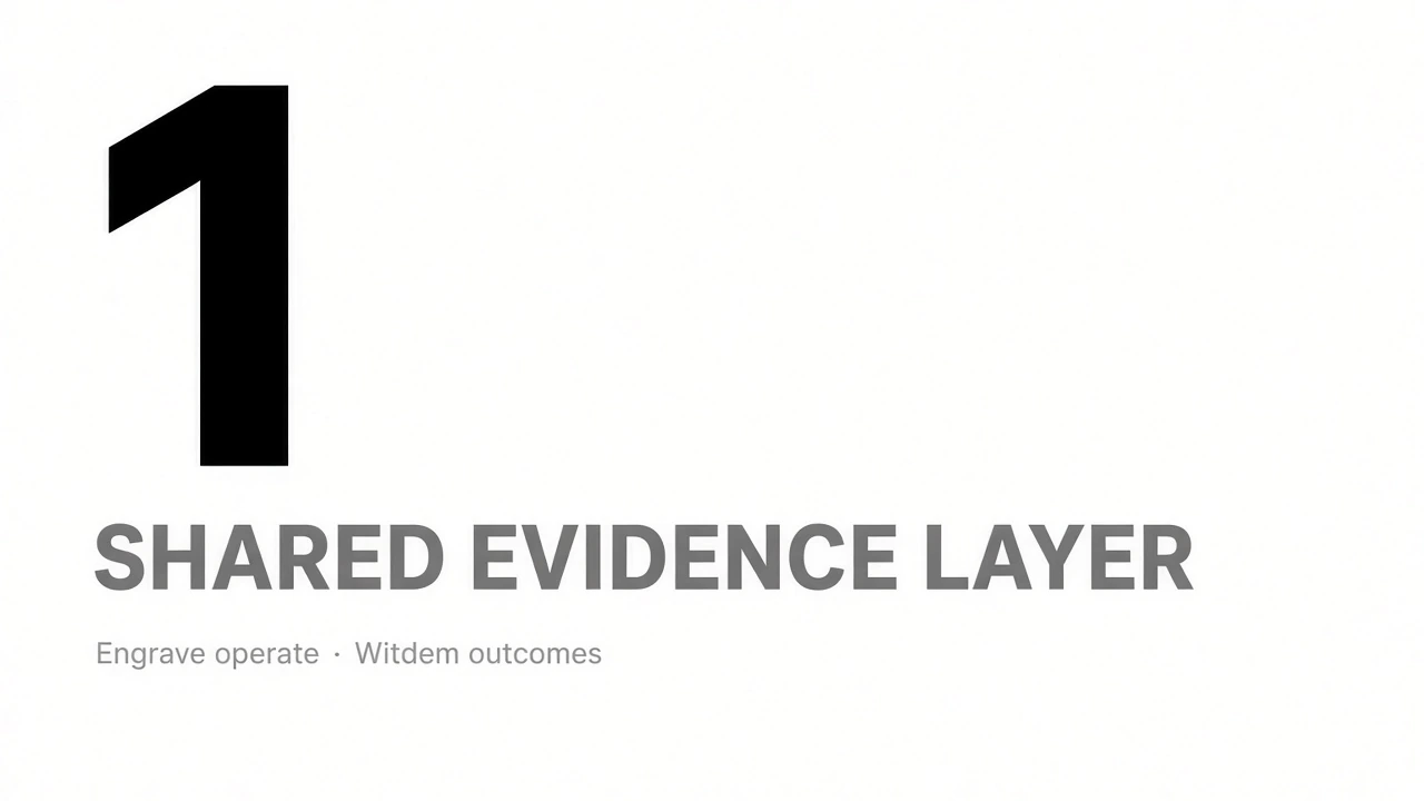 Close up of one shared evidence layer between platform operations and outcome evaluation